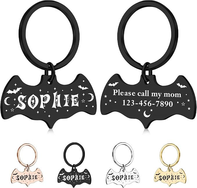 Personalized Pet Tags for Dog Cat, Custom Halloween ID Tags for Dogs, Dog Name by Unknown