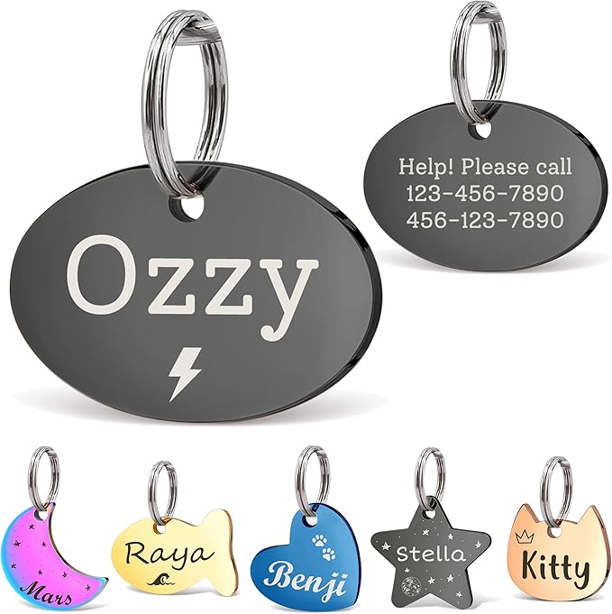 Anavia Small Size Dog Cat ID Tags, Small/XS Personalized Color Plated Stainless by Anavia