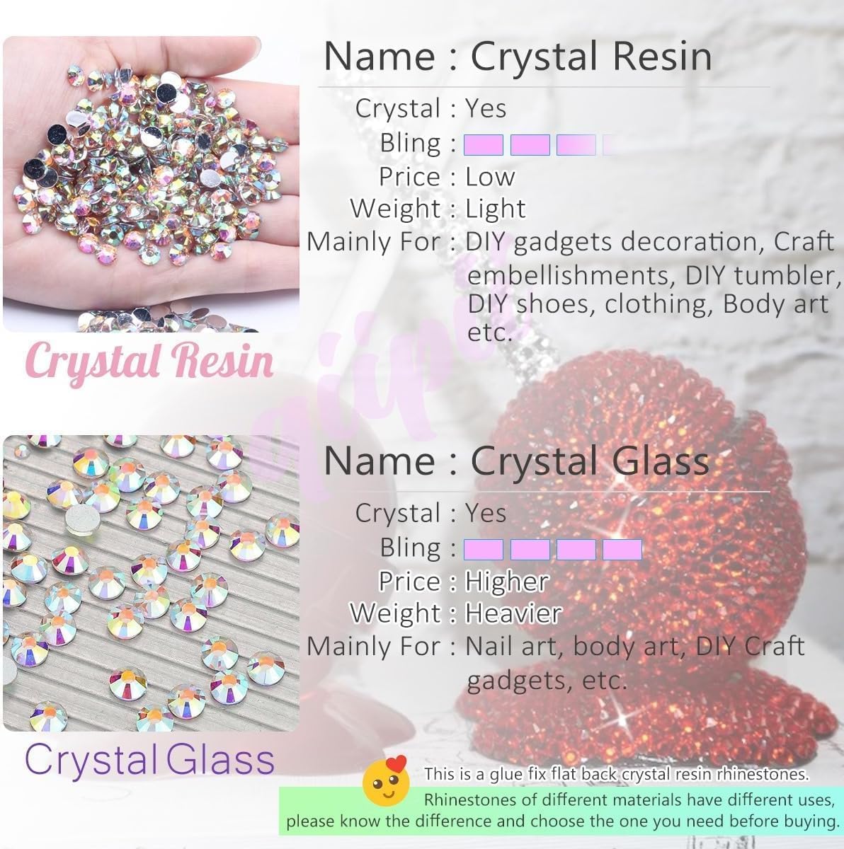 Rose Pink Crystal Resin Rhinestones for Crafting Light Hot Pink Flatback Stones 3mm 4mm 5mm Non-Hotfix Rose Red Diamonds Crystals Gems Charms for Nails Face Eyes Makeup Tumblers Bottles Crafts