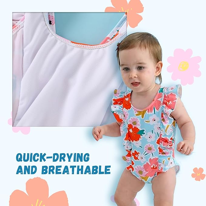 Newborn Baby Girl Ruffle Swimsuit Infant Toddler One Piece Floral Bikini Beach Bathing Swimwear Set