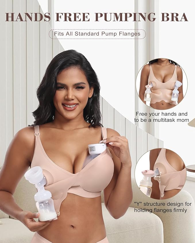 As Fairy Wireless Seamless Pumping Bra Hands Free Nursing Bra Wirefree Comfort Wearable Breast Pump Brass