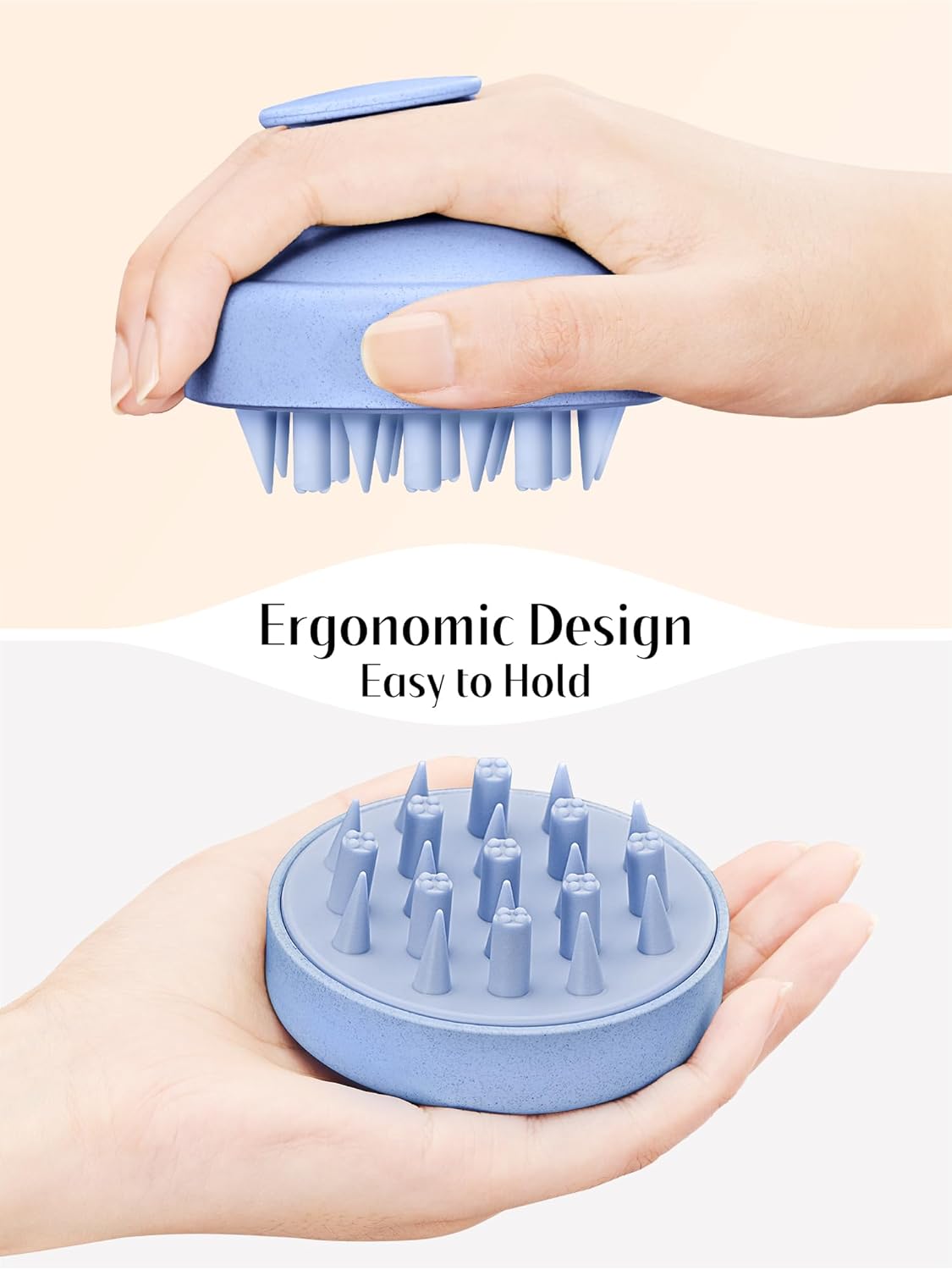 HEETA Hair Scalp Massager for Hair Growth, Shampoo Brush, Scalp Scrubber Exfoliator with Soft Silicone Bristles for Dandruff Removal to Relieve Stress, Wet Dry Use Updated Material, Blue