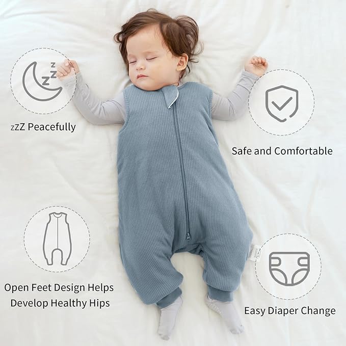 Rayon Made from Bamboo Toddler Sleep Sack with Feet 3t-4t 1.0 Tog Breathable Sleep Sack 36-48 Months Ultra Soft Baby Wearable Blanket with Legs Unisex Sleeping Bag with 2-Way Zipper