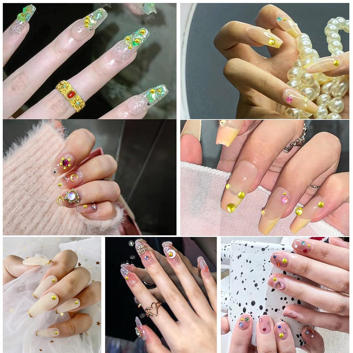 Beadsland 288pcs Flat Back Crystal Rhinestones Round Gems for Nail Art and Craft Glue Fix,Lemon Yellow,SS34,7.1-7.3mm