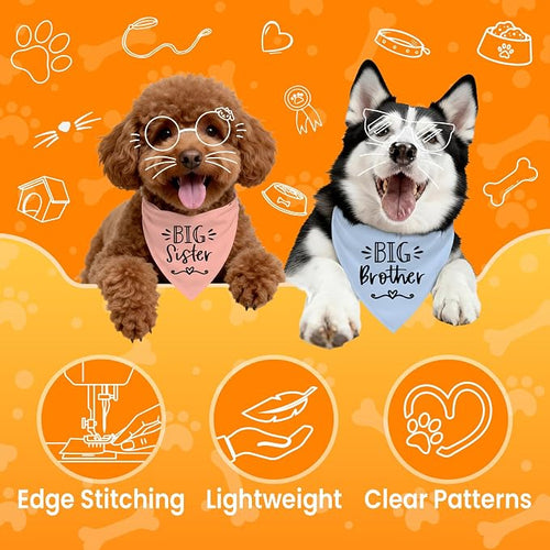 2 Pack Big Sister Big Brother Dog Bandanas, Adjustable Pet Bandana - Image 2