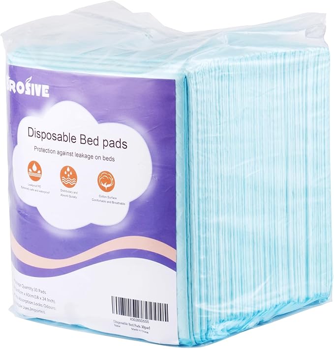 Small Disposable Bed Pads,(18" x 24",30Pads) Leak-Proof Breathable Incontinence Bed Pads for Children and Pets,High Absorbency Bed Pads for Incontinence Disposable