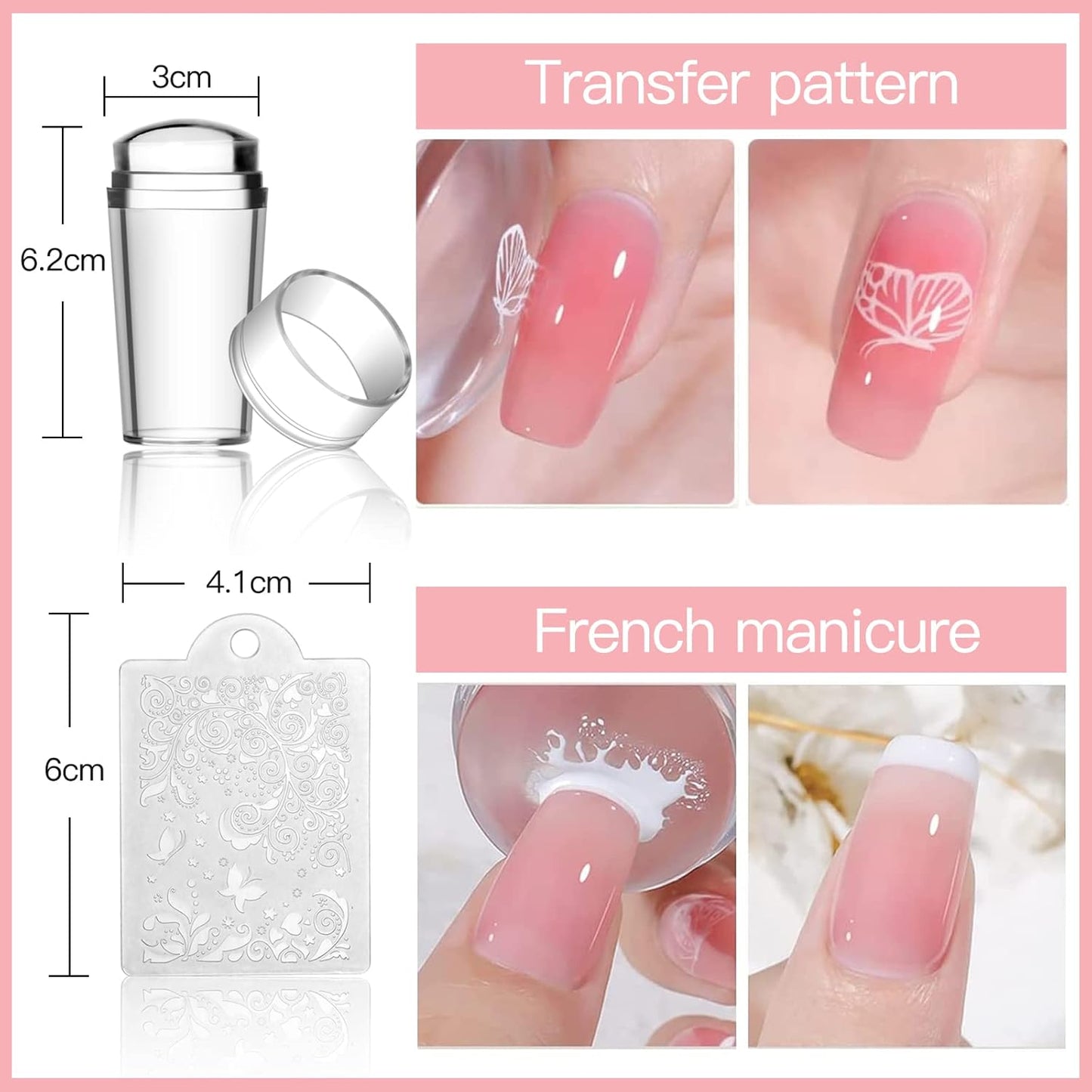 Biutee Nail Art Stamping Plate Nail Stamper Kit with Stamper & Scraper, Large Nail Stamp Plate French Line Lace Flower Leaves Animal Star Space Design DIY Nail Stamping Kit