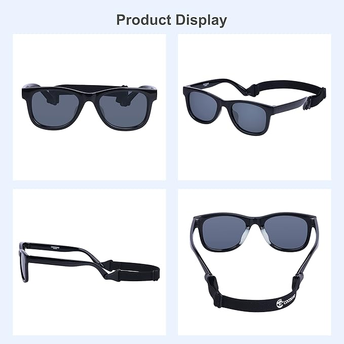COCOSAND Flexible Baby Sunglasses with Strap Polarized UV Protection for Toddler Infant Newborn Boy Girl Age 0-24 Months