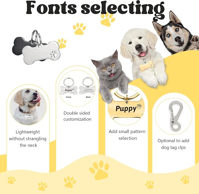 Engraved Tags Personalized for Pets, BUGMKCS Customized Pet Supplies - Image 4