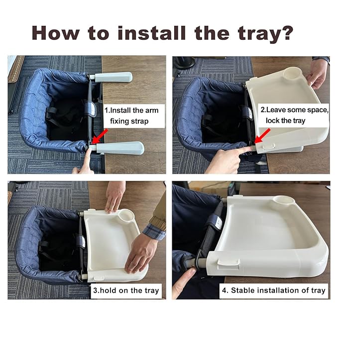 Hook On High Chair with Tray, Fast TableChair Clip on TableHigh Chair, HighChair That Attaches to Table Portable Baby Feeding Seat for Baby Toddler Washable for Travel Outside