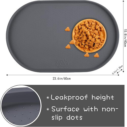 100% Waterproof 1.0" Raised Edge BPA Free Silicone Dog Food Mat, Pet Cat - Image 2