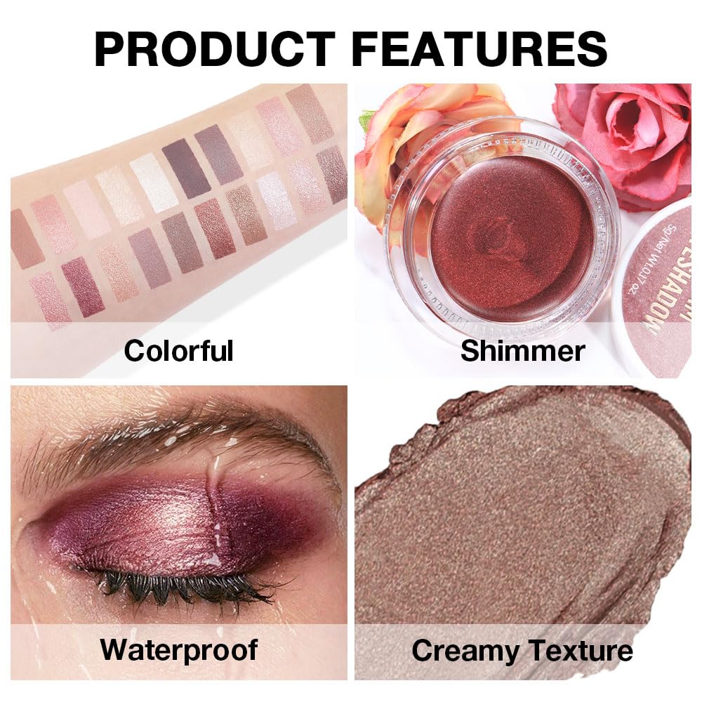 Kaely Single Cream Eyeshadow Pot, Bronze Shimmer Eye Shadow for Older Women High Pigmented Waterproof, Natural Eyeshadow Palette Makeup Brightener, sombras en crema para ojos, Blendable, 20