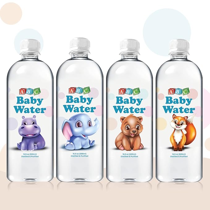 ABC Baby Water Premium Distilled Water for Babies - Healthy Purified 16.9 oz Bottles - Formula, Cereal, Milk, Daily Drinking - 24 Pack