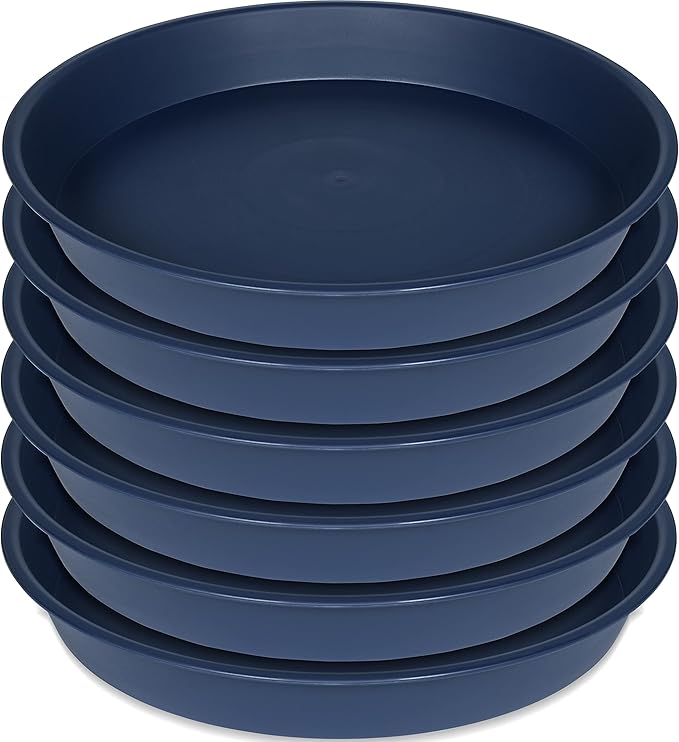 6 Pack of 10 inch Plant Saucer Blue, Heavy Duty Plastic Plant Saucer 10 inch by Bleuhome