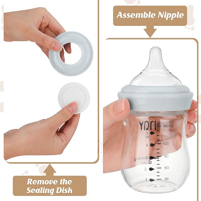Glass Breastmilk Storage Bottles, 8oz Wide Neck Breast Milk Containers, BPA-Free, Lead-Free, Fits Breast Pumps and Nipples, 4 Pack