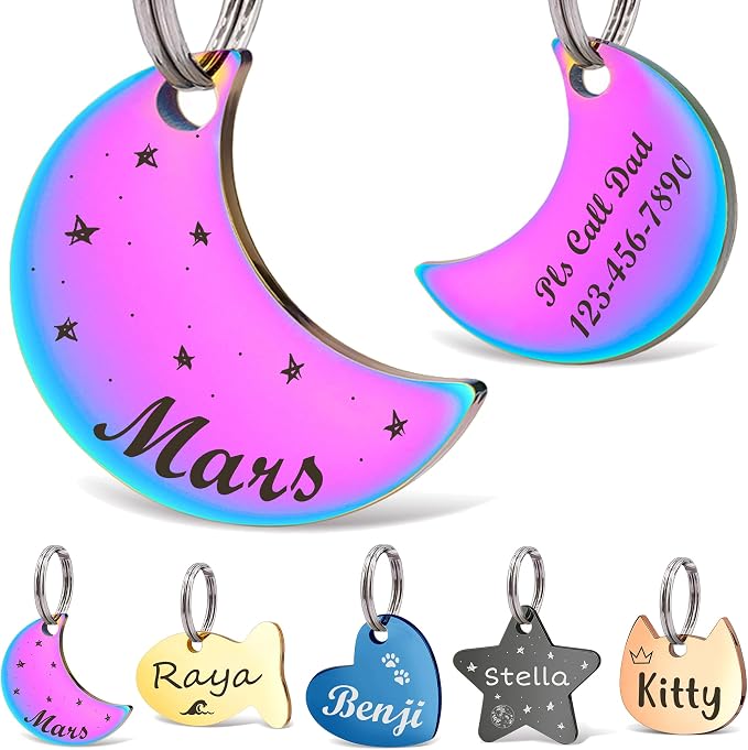 Anavia Small Size Dog Cat ID Tags, Small/XS Personalized Color Plated Stainless by Anavia