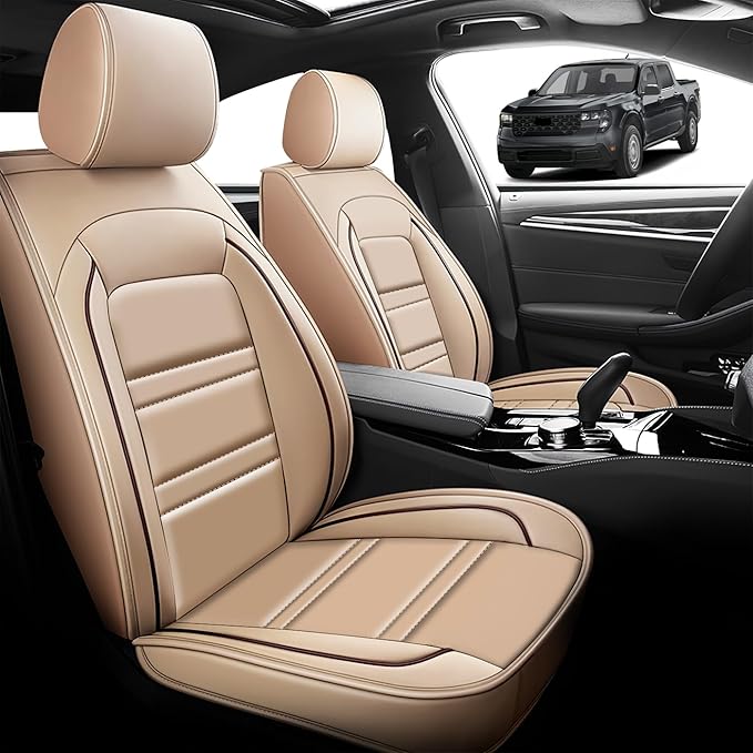 Seat Cover for Ford Maverick 2022-2025 | Car Seat Covers Front Seats, Waterproof Seat Protectors, Automotive Front Seat Covers (Front Seat, Beige)