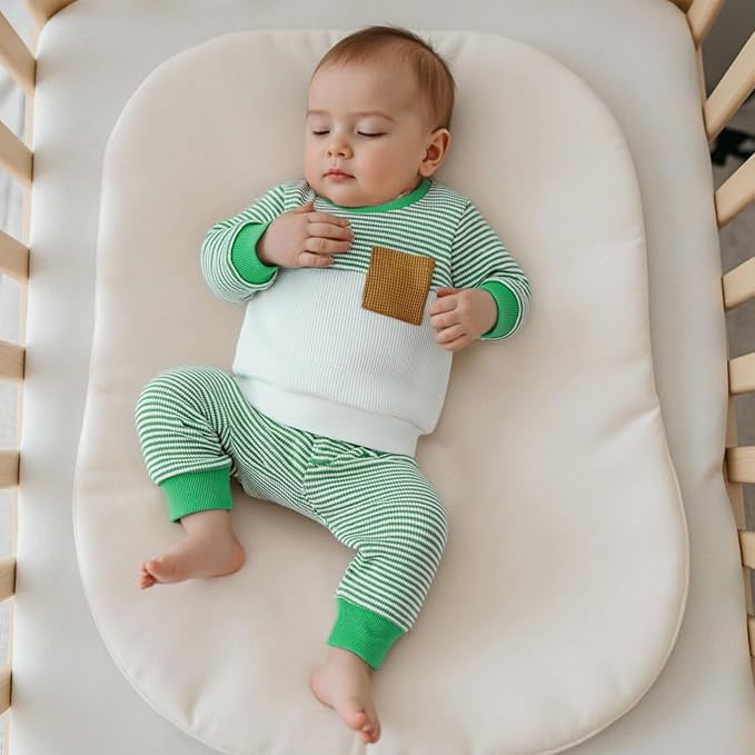 Toddler Baby Boy Fall Clothes Waffle Outfit Long Sleeve Color Blocking Sweatshirt Pullover Jogger Pant Set