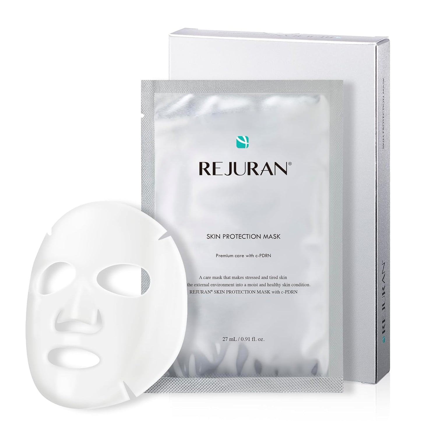 REJURAN® Skin Protection Mask, c-PDRN® – Hydrating and Soothing Facial Sheet Mask for Irritated, Stressed, Repairs & Restores Skin Barrier with Panthenol & Allantoin, Korean Skin Care. 5-Pack