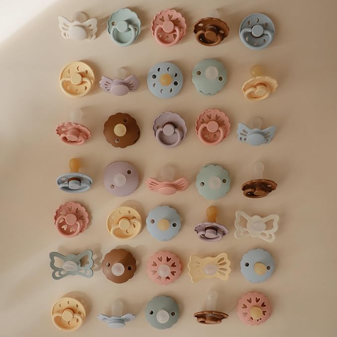 FRIGG Lucky Symmetrical SilkySoft Silicone Baby Pacifier | Made in Denmark | BPA-Free (Pale Daffodil/Silky Satin, 6-18 Months)
