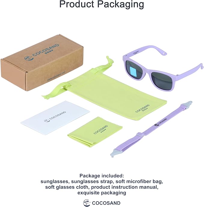 COCOSAND Flexible Baby Sunglasses with Strap Polarized UV Protection for Toddler Infant Newborn Boy Girl Age 0-24 Months