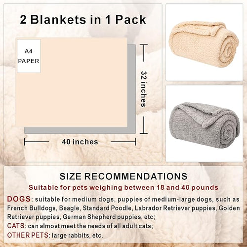 2 Blankets, Dog Cat Pet Blanket, Soft Warm Fleece, - Image 2