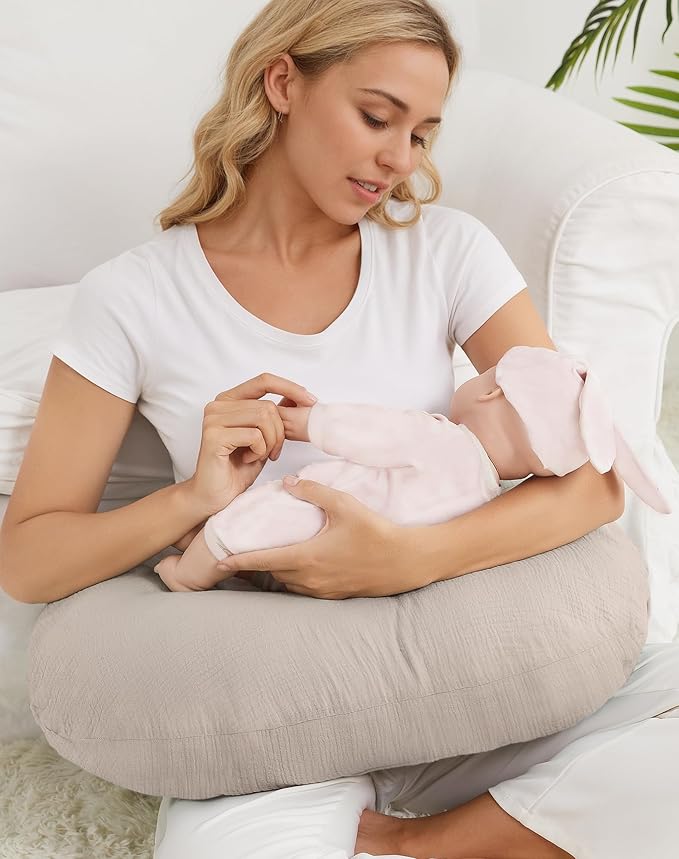 Nursing Pillow Covers, Muslin Nursing Cover for Breastfeeding Pillows, Comfortable for Baby Girls and Boys (Roman Green)