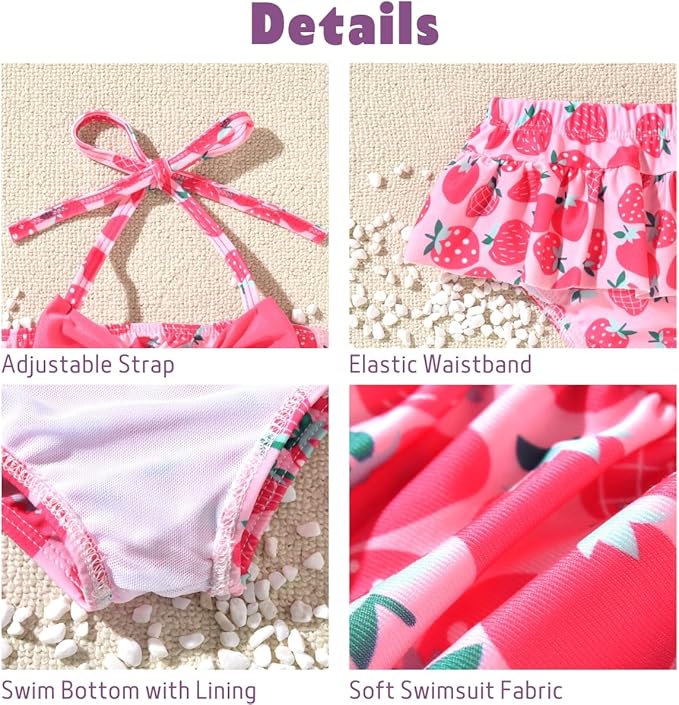 Aalizzwell Baby Girl 2-Piece Bikini Swimsuit with Hat