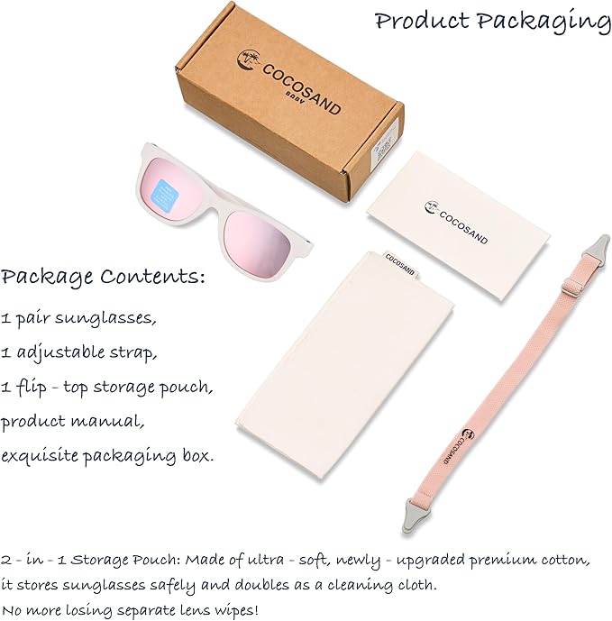COCOSAND Flexible Baby Sunglasses with Strap Polarized UV Protection for Toddler Infant Newborn Boy Girl Age 0-24 Months