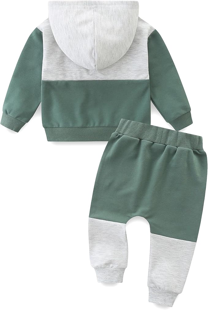 Baby Boy Outfits Short Long Sleeve Pants Clothes Set Spring Summer Hooded Patchwork Sweatshirt