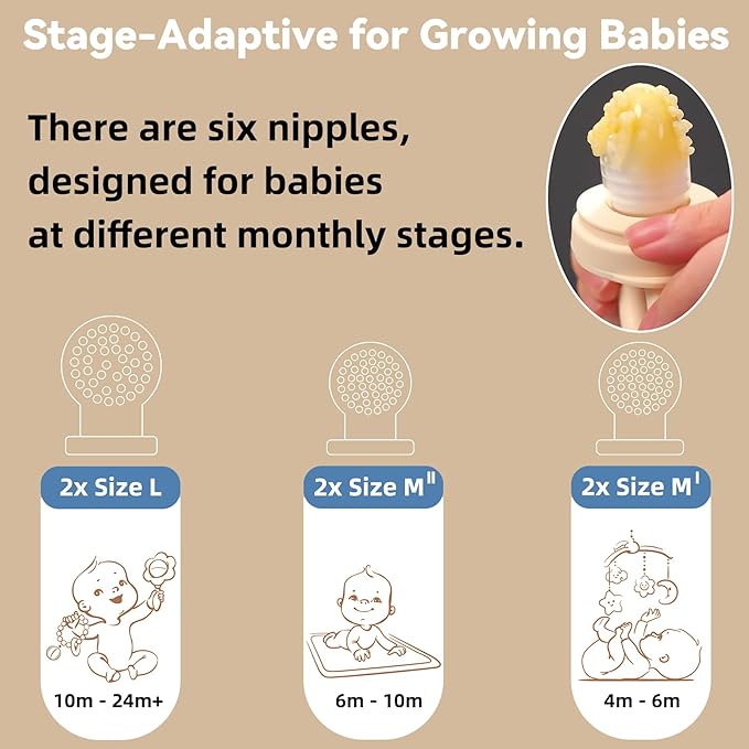 4 Pack Stylish Anti-Drop Baby Fruit Feeder & Breastmilk Popsicle Molds for Teething with Lids, The Perfect Food Feeder, Teether Pacifier, Easy-to-Clean Silicone Feeder Teethers, Extra Silicone Clips