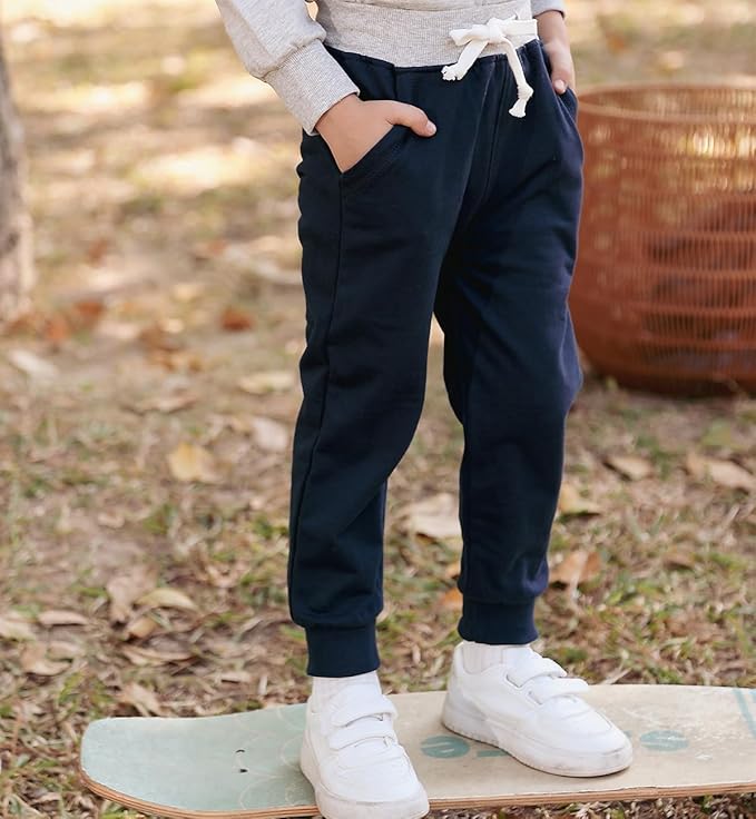 GFQLONG 3 Pack Toddler Boys Sweatpants Kids Active Jogger Pants with Pocket Drawstring