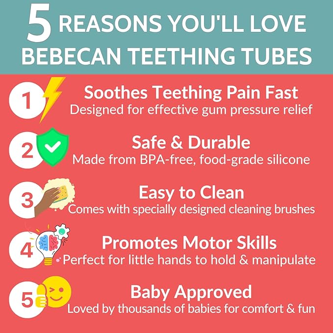 Teething Sticks for Babies 0-36 Months – Super Soft Silicone Teething Aids, Infant Oral Soothing Relief, Multicolor 6-Pack