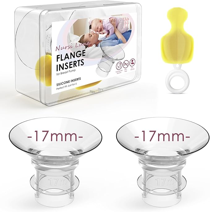 Flange Inserts 17mm for 24mm Flange/Shield, Flange Sizing Kit Silicone Flange Insert, Reduce 24mm Nipple Tunnel Down to 13mm, Breastfeeding Essentials Kit for New Moms, 2PCS