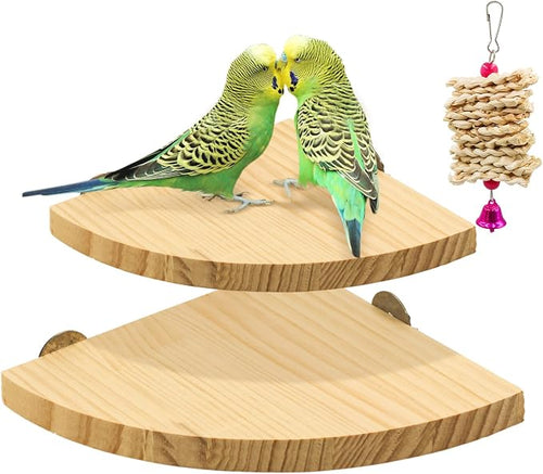 2 Pack Bird Perch Platform, Parrot Stand Sector Playground Wood Perch Stand Toy by suruikei