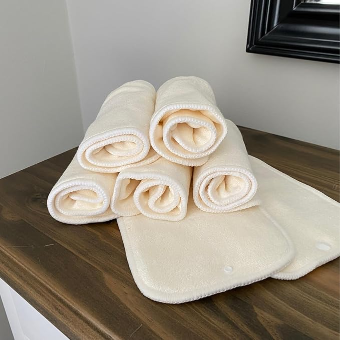 7 Pack Cloth Diaper Prefold Inserts with Snap - 2-4-2 Layers - Reusable and Absorbent - 13" x 15" Perfect for Any Diaper - Nora's Nursery