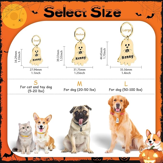 Personalized Pet Tags for Dog Cat, Custom Halloween ID Tags for Dogs, Dog Name - Image 5
