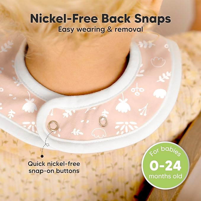 KeaBabies 8-Pack Organic Baby Bibs for Boys, Girls - Super Absorbent Cotton Drool Bibs for Baby Girl & Boy, Teething Toddler, Drooling Newborn, Ultra Soft & Machine Washable (Sweet Charm)