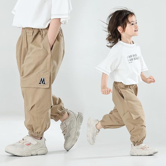 MINI PANDA Toddler Pants Boys& Girls, Relaxed Stretch Twill Toddler Casual Pants