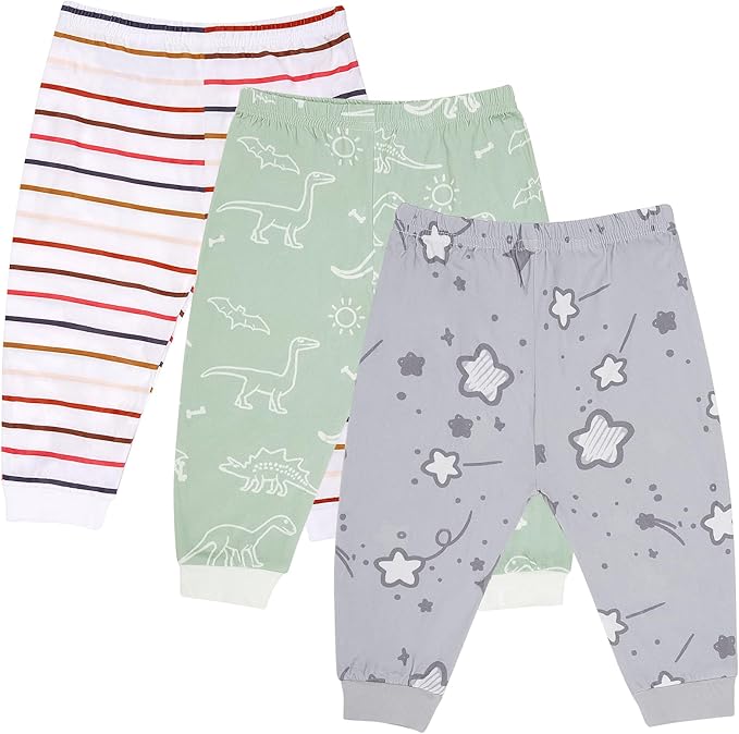 Baby Toddler Joggers Soft Pants for Boys and Girls, 0–24 Months, 2T–4T (3-Pack)