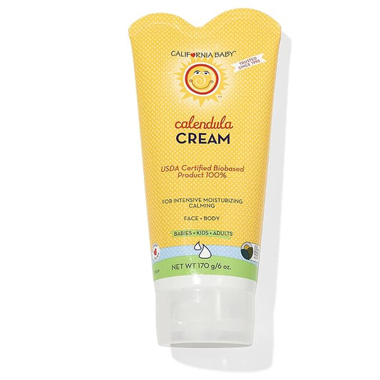 California Baby Calendula Cream | 100% Plant-Based Moisturizer | Lavender Baby Lotion | Face Moisturizer For Dry Skin | Hypoallergenic | 6 oz / 170g