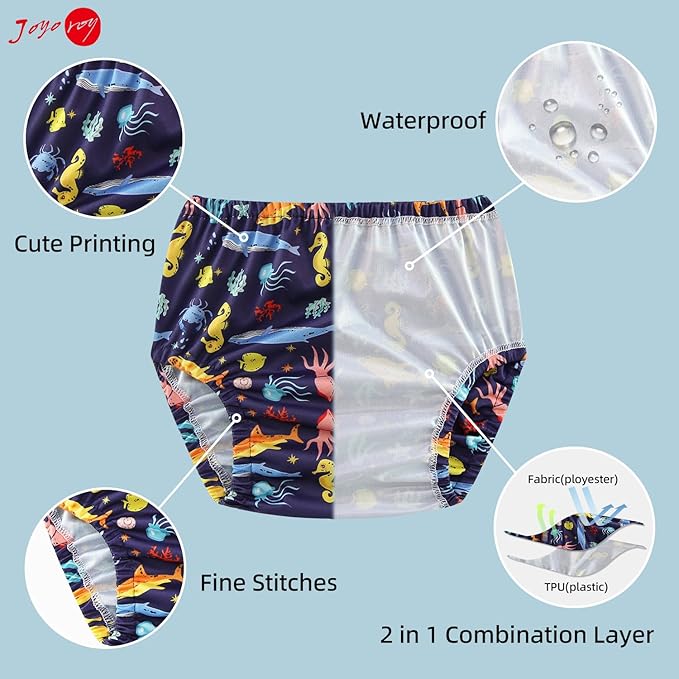 Joyo roy 6Pcs Plastic Underwear Covers for Potty Training 3T Rubber Pants for Toddlers Rubber Training Pants for Toddlers Plastic Training Pants Plastic Diaper Covers Toddler Plastic Underwear Toddler