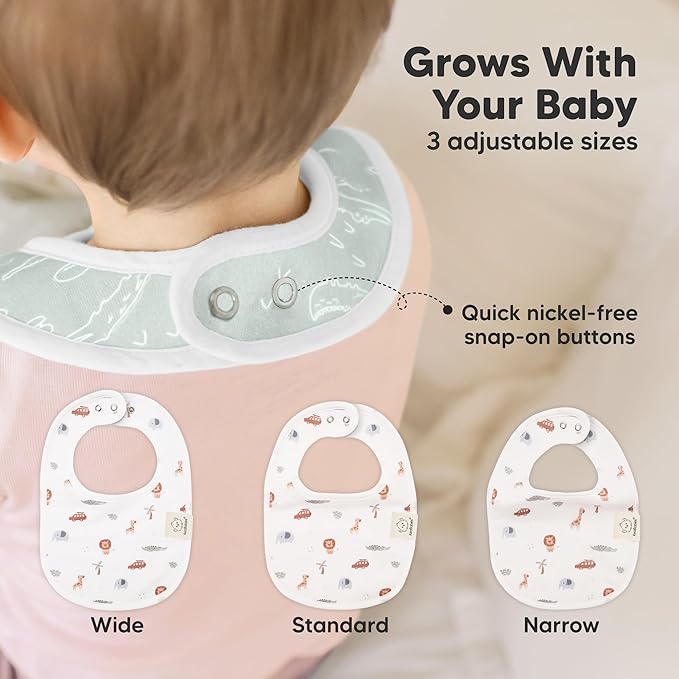 8-Pack Organic Baby Bibs for Boys, Girls - Soft Cotton Drooling and Teething Bibs for Baby Girl & Boy, Extra Absorbent, Easy to Clean & Put On for Toddler, Newborn, Infant 0-24 Months (Wilderness)