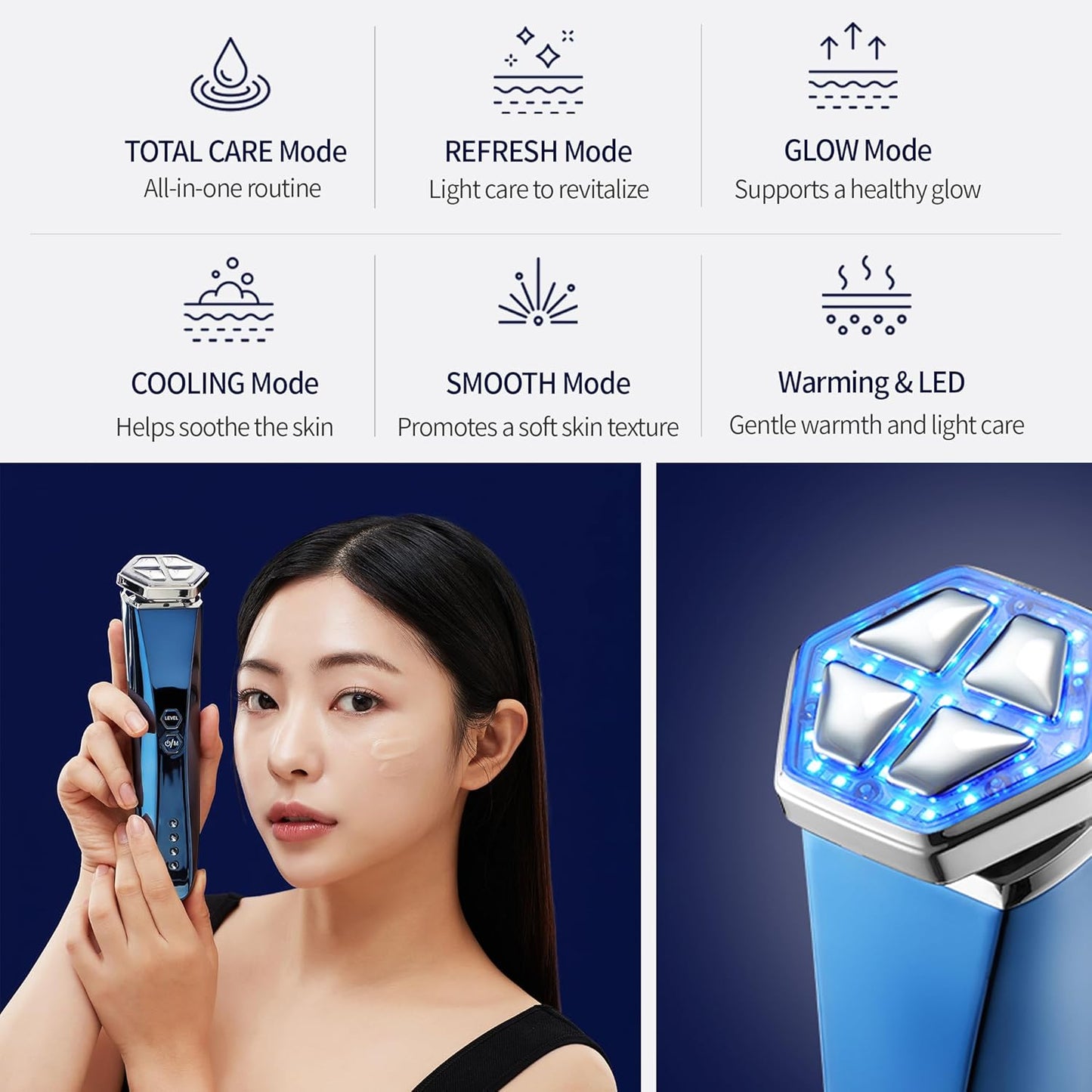 Facial Massager, Anti Aging Face and Neck Massage Tool for Skin Care (Blue)