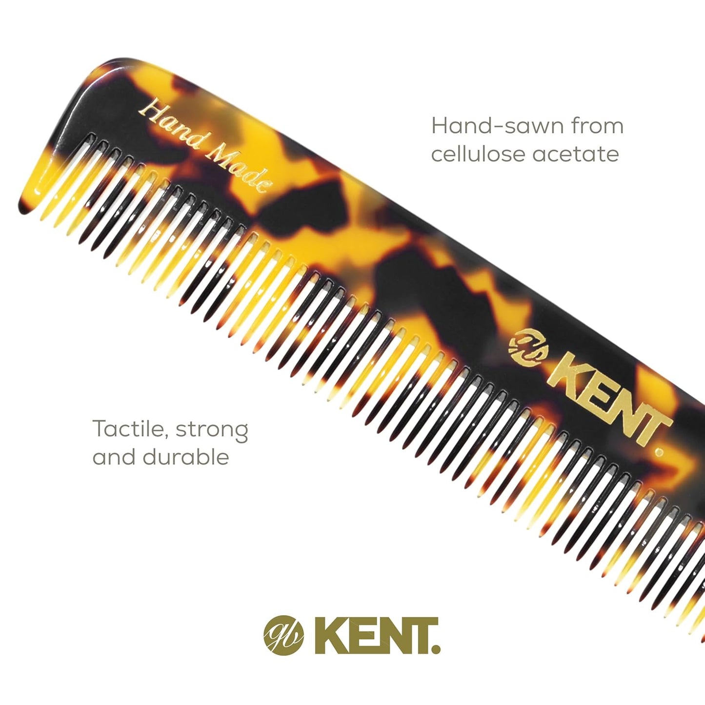 Kent F3T TY Fine Tooth Comb - Hair Parting and Straightening Comb for Men's & Women's Dandruff Remover, Saw Cut and Hand Polished Made in England