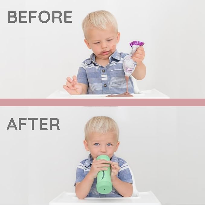 Subo Baby Food Bottle | No Mess Baby Toddler Self Feeder | Squeeze Free Design for Purees, Smoothies, Yogurt, Oatmeal, or Thickened Liquids | Reusable Silicone Washable Cup (Rose)