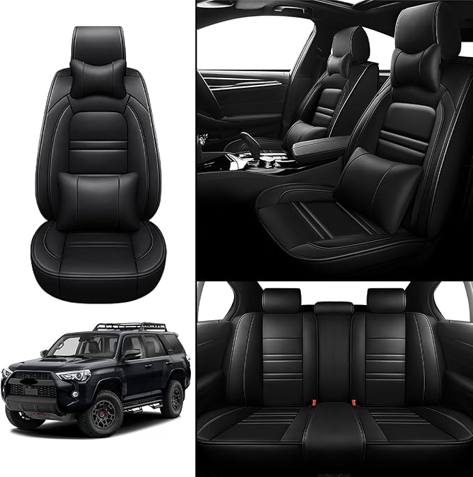 Car Seat Covers for Toyota 4runner 1991-2025 | 5-Seats Seat Covers, Waterproof Seat Protectors, Automotive Seat Covers (Full Set with Pillow,Black)