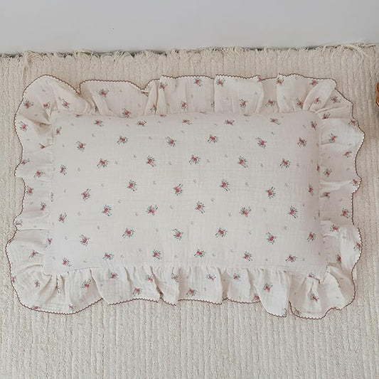 BuLuTu Toddler Pillowcase Cotton Muslin Kids Pillow Cases with Envelope Closure Soft Pillow Protectors Toddler Boys Girls Small Pillow Covers for Sleeping Traveling, 1 Piece,Berry Pattern,14"x20"