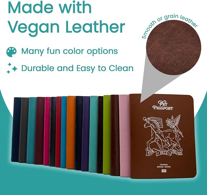 Color Premium PU Leather stitch-sewn US Pet Passport Medical Record - Image 2