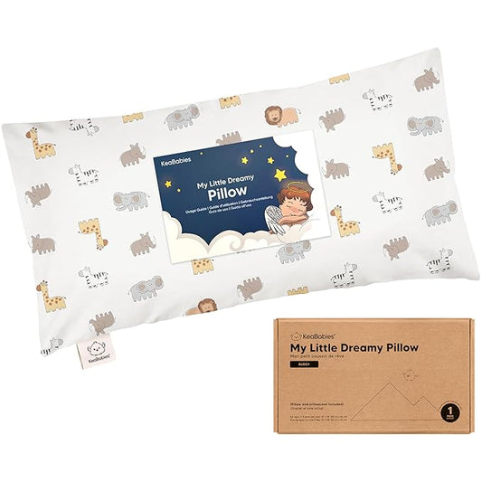 Toddler Pillow with Pillowcase - 10x18 My Little Dreamy Kids Travel Bed Pillows for Sleeping, Organic Cotton Small Pillowcase, Soft & Breathable, Machine Washable,Toddlers 2-5 Years Old (Safari Echo)